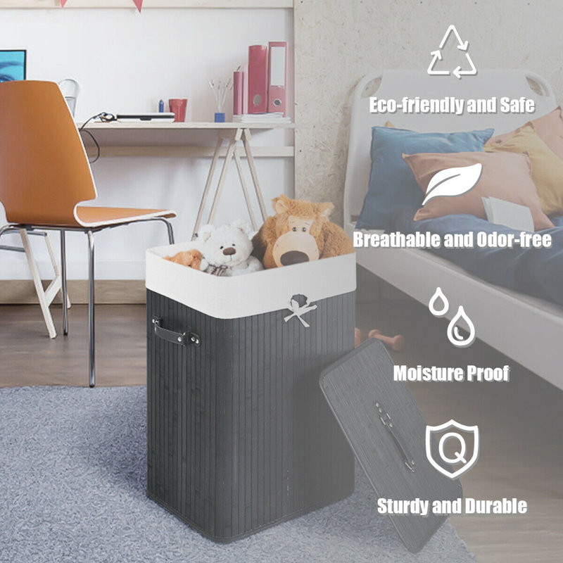 Breakwater Bay Rectangle Bamboo Hamper Laundry Basket & Reviews Wayfair